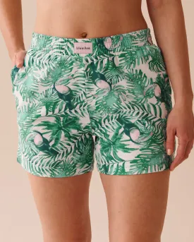 Pink Geometric Print Cotton Pajama Shorts