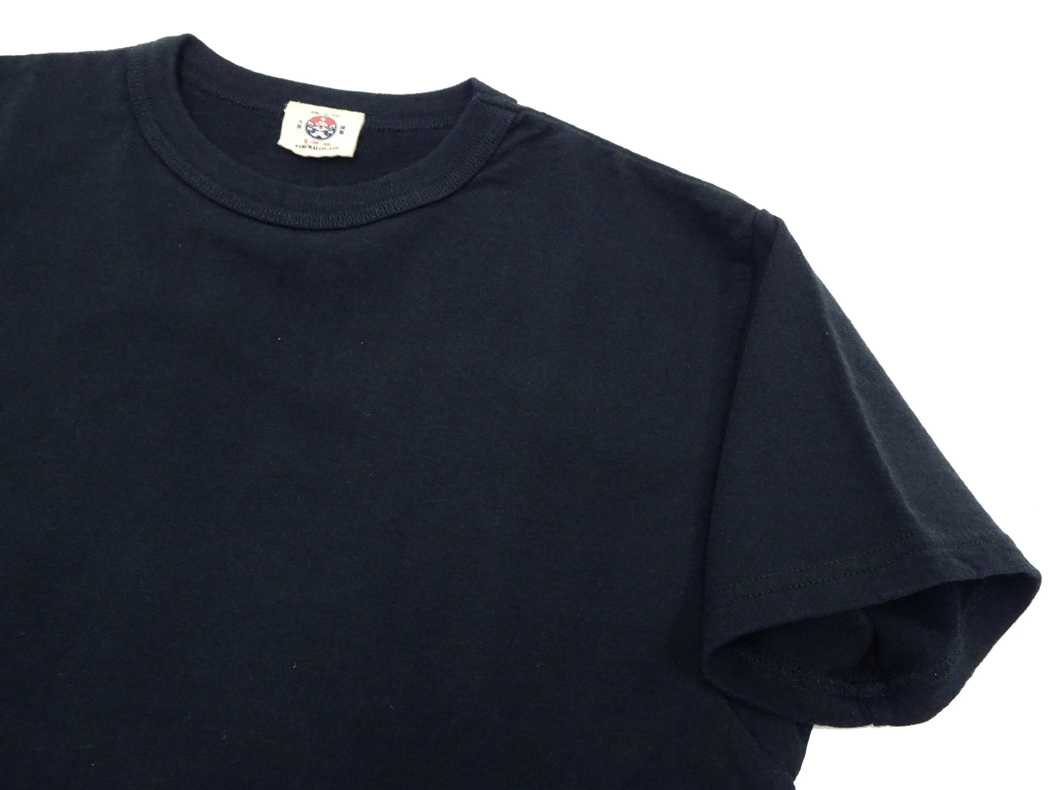 Samurai Jeans T-shirt Men's Plain Short Sleeve French Terry Fabric Tee Inlay Loopwheele T-Shirt SJST24-RIM Black