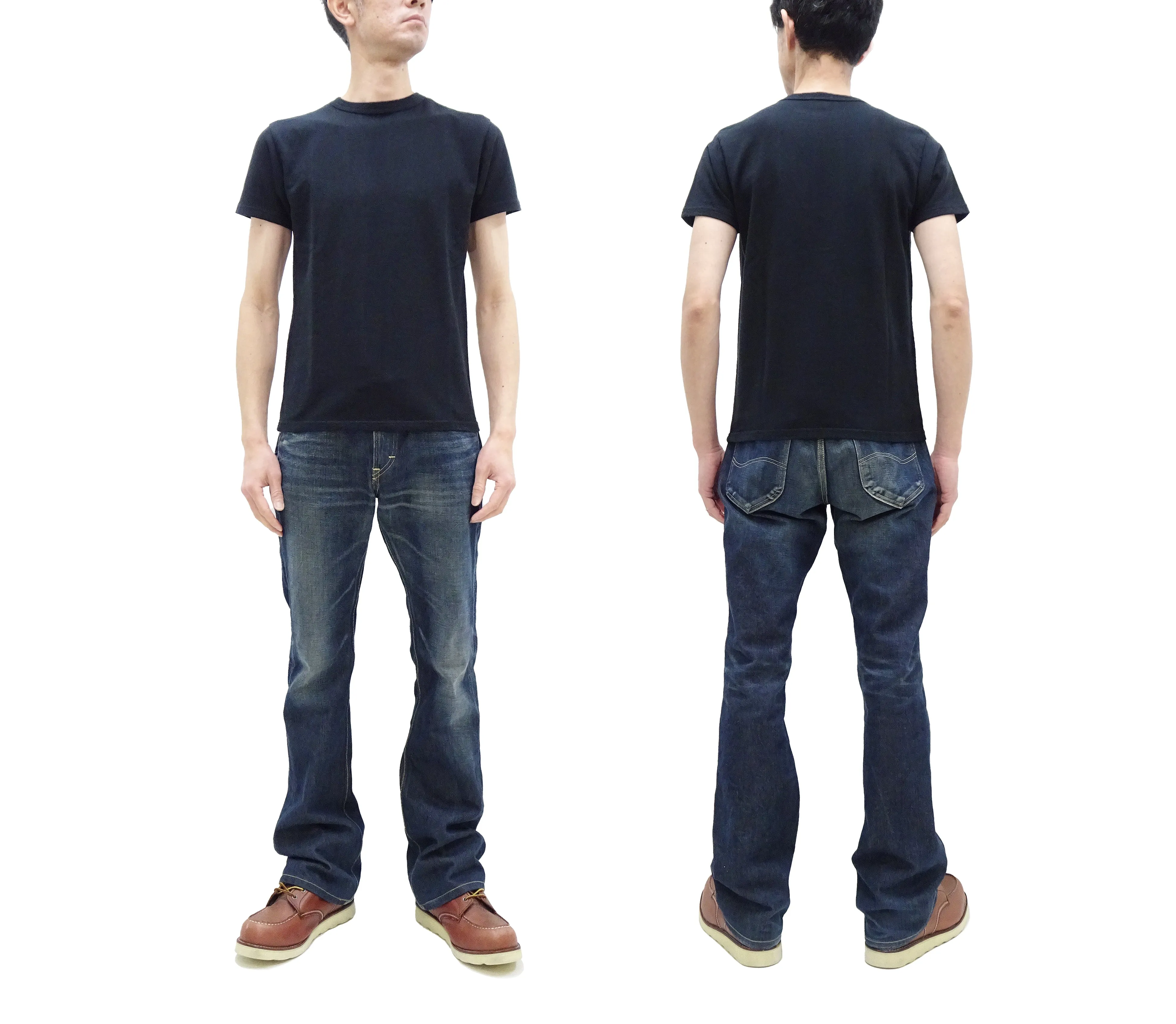 Samurai Jeans T-shirt Men's Plain Short Sleeve French Terry Fabric Tee Inlay Loopwheele T-Shirt SJST24-RIM Black