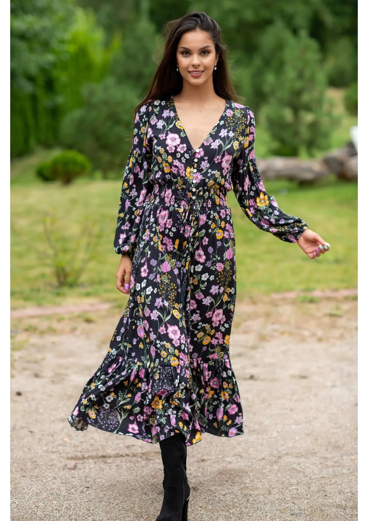 Simona Mix Flowers Fall Dress