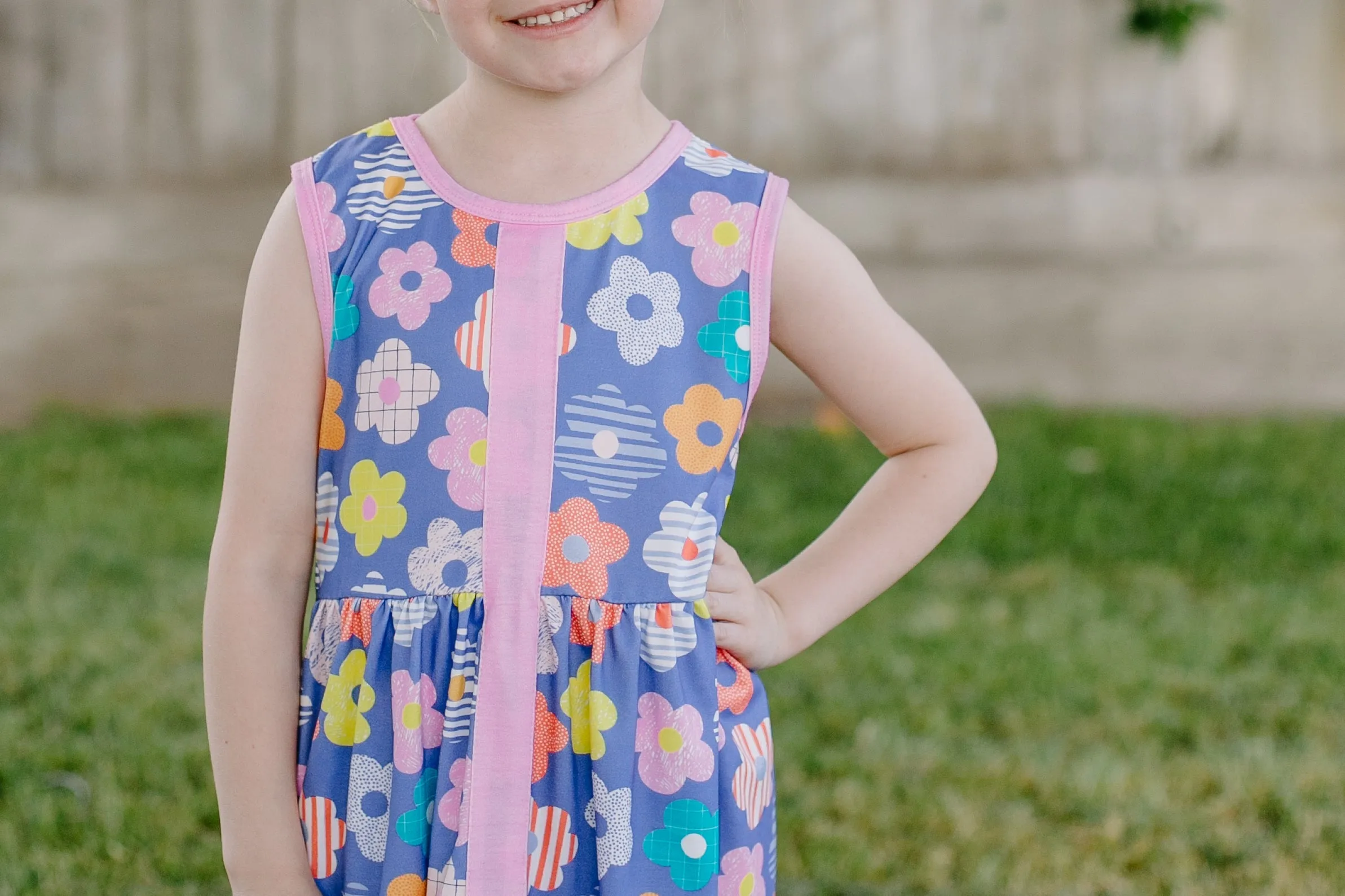 SPRING FLORAL TANK BUTTONED DRESS