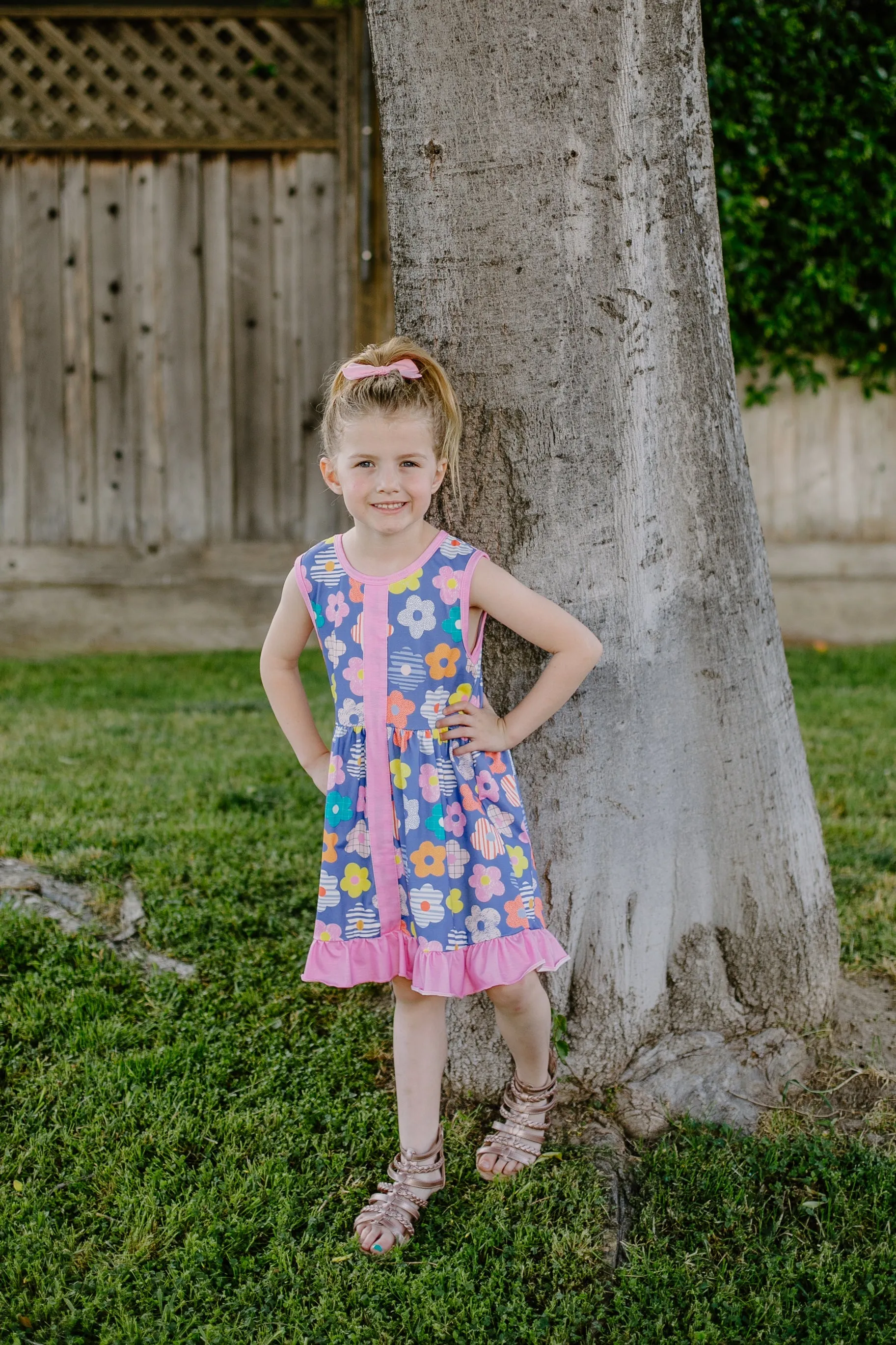 SPRING FLORAL TANK BUTTONED DRESS