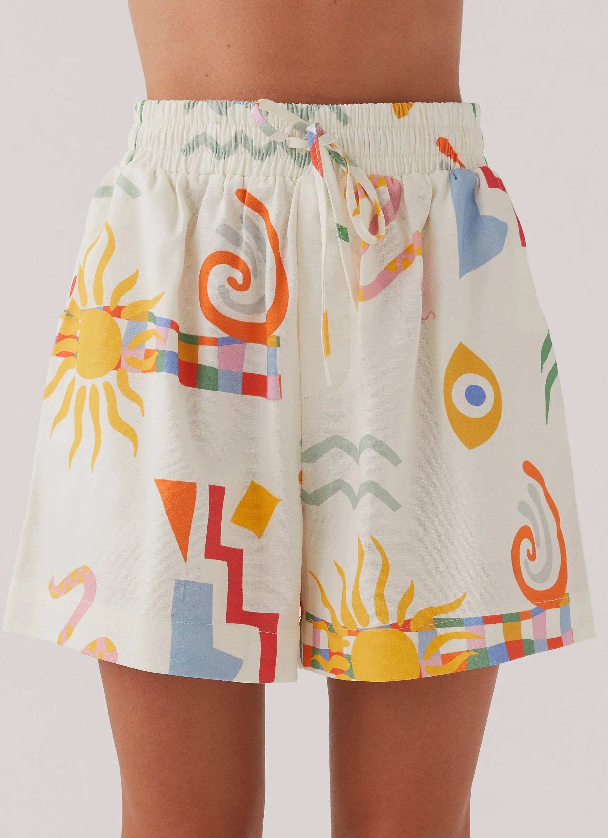 Tallulah Linen Shorts - Summer Palm