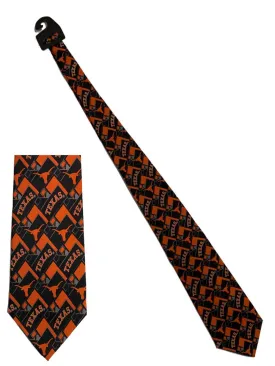 Texas Longhorns Larson Orange Black Multiple Logo Silk Neck Tie