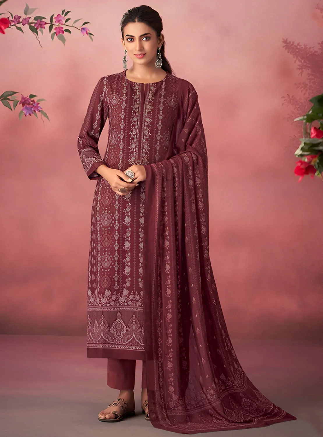 Unstitched Pashmina Winter Salwar Suit Dress Material for Ladies