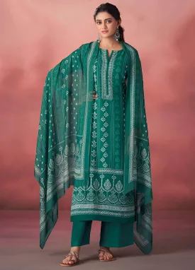 Unstitched Pashmina Winter Suit Dress Material with Muslin Silk Dupatta
