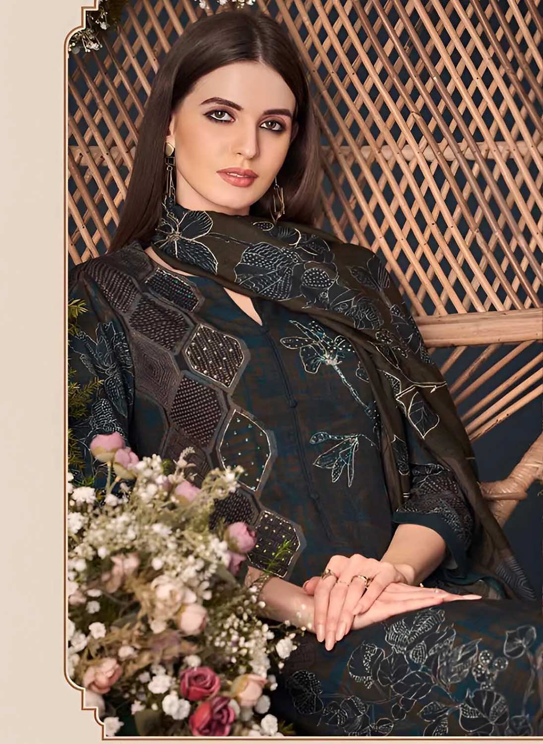 Unstitched Pure Pashmina Winter Salwar Suit Dress Material for Ladies