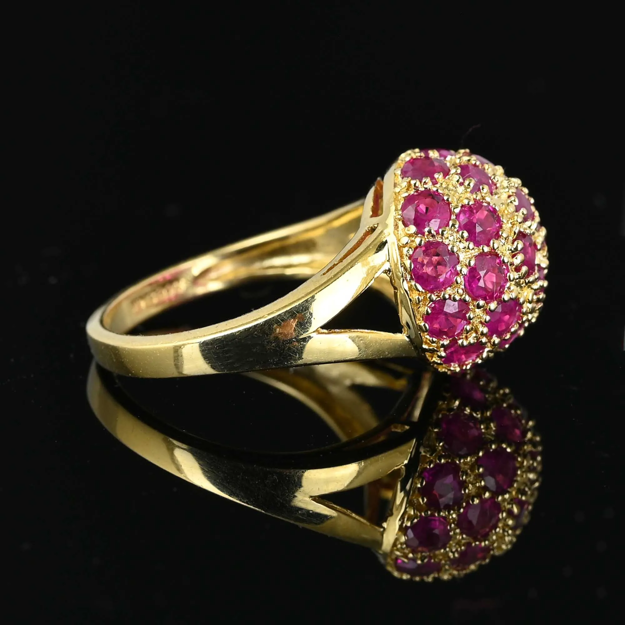 Vintage 14K Gold Ruby Bombe Ring