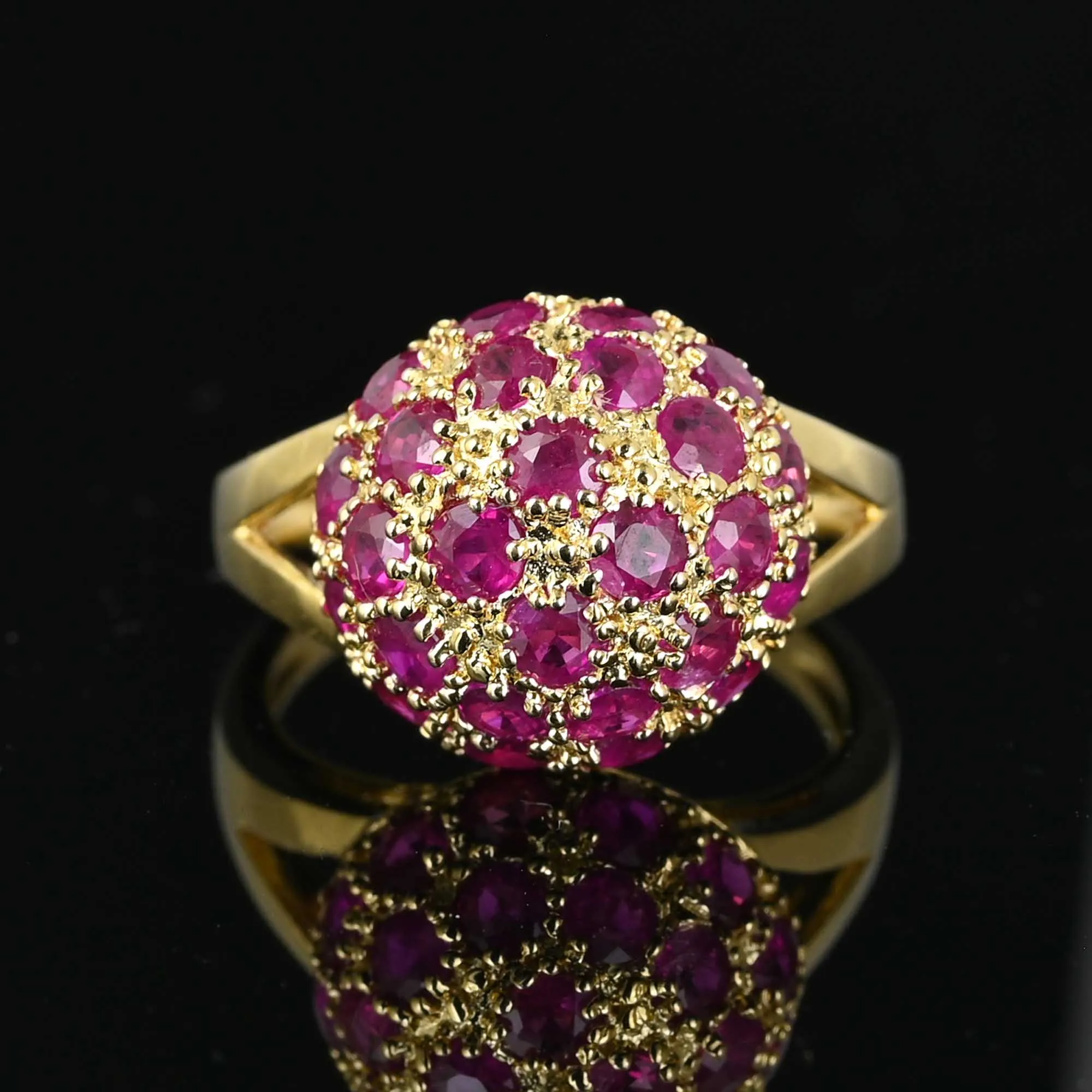 Vintage 14K Gold Ruby Bombe Ring