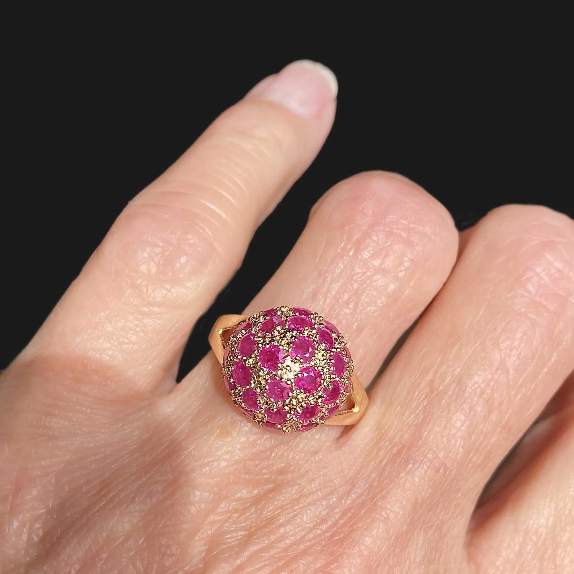 Vintage 14K Gold Ruby Bombe Ring