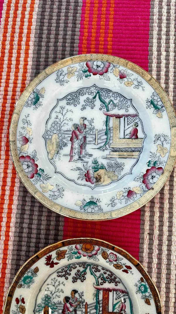 Vintage Canton China, Bowl and Dinner Plate-Petrus Regout Maastricht
