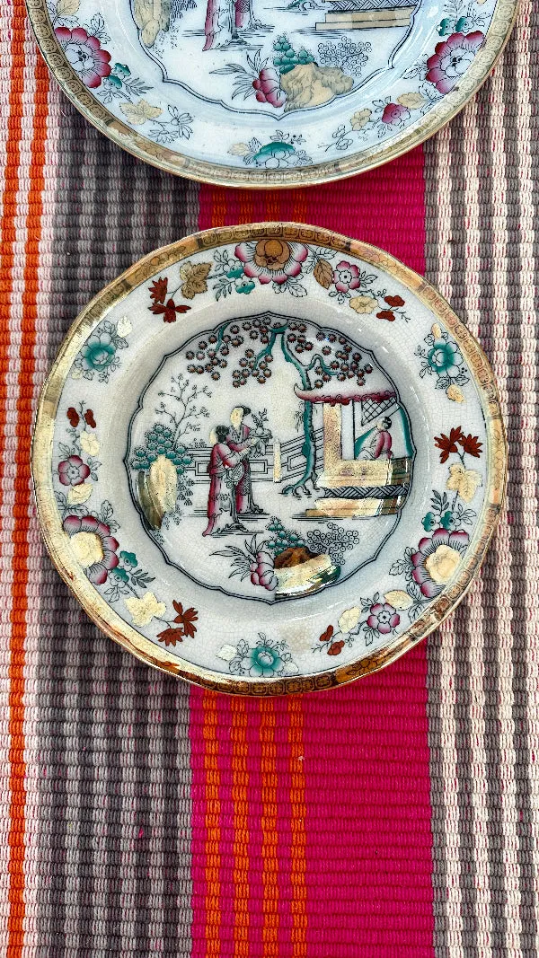 Vintage Canton China, Bowl and Dinner Plate-Petrus Regout Maastricht