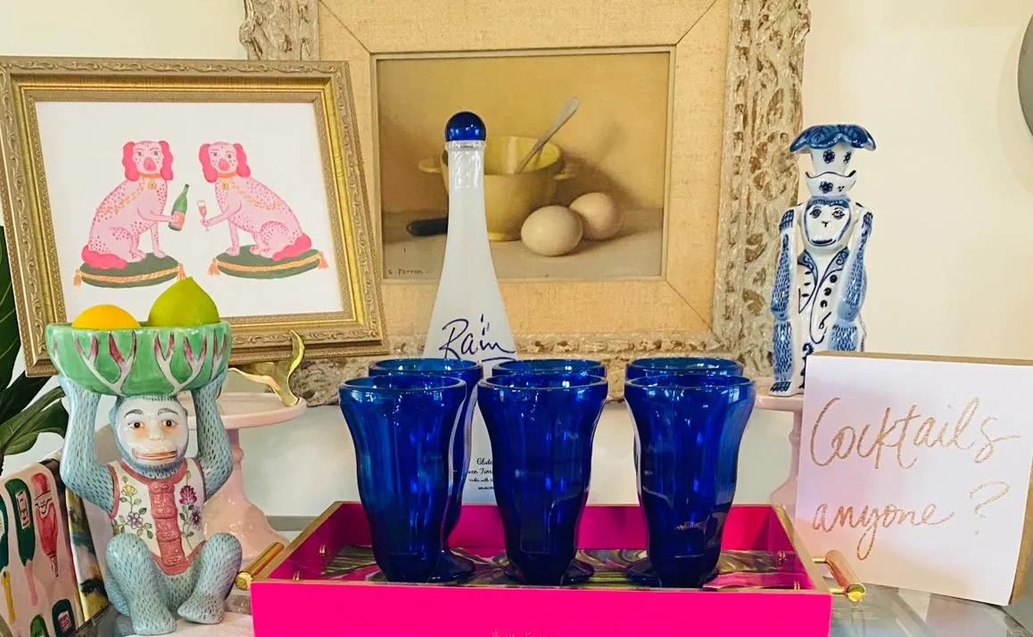 Vintage Cobalt Glasses set of 6