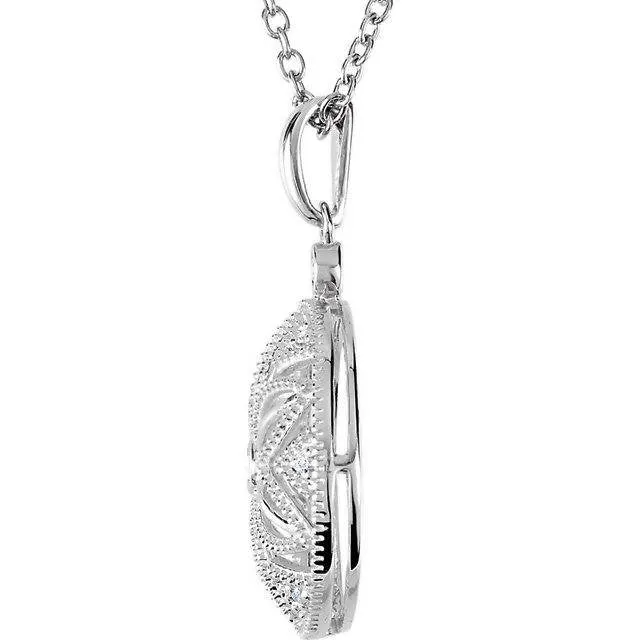 Vintage Inspired Sterling Silver .04 CTW Diamond 18'' Necklace