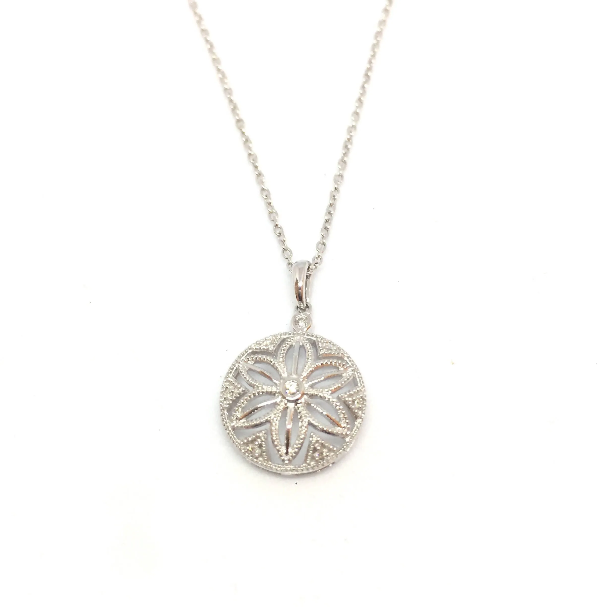 Vintage Inspired Sterling Silver .04 CTW Diamond 18'' Necklace