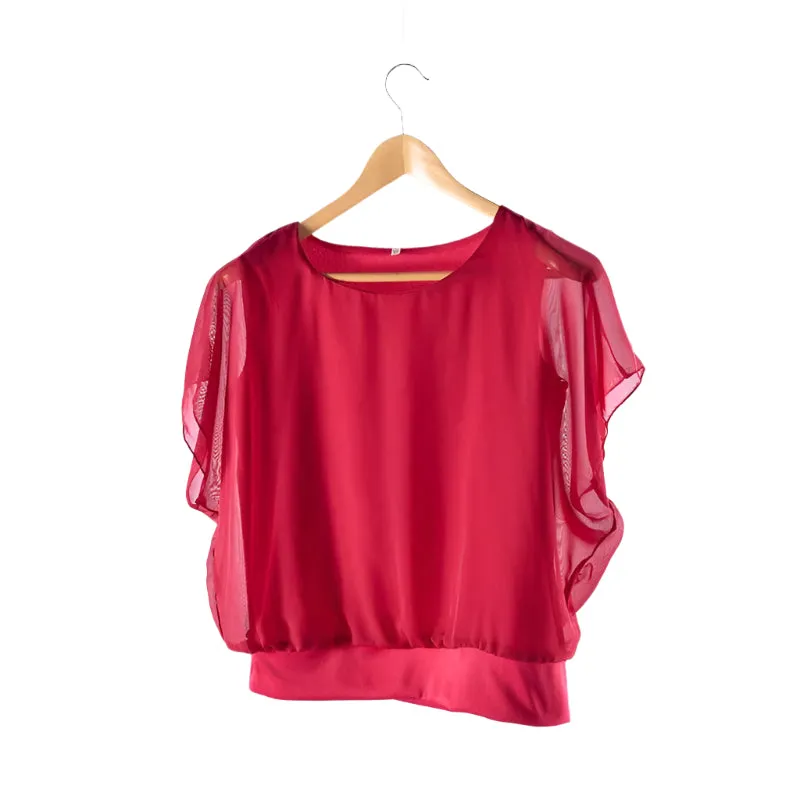 Vrouwen Ruffles mouwen Chiffon Blouse