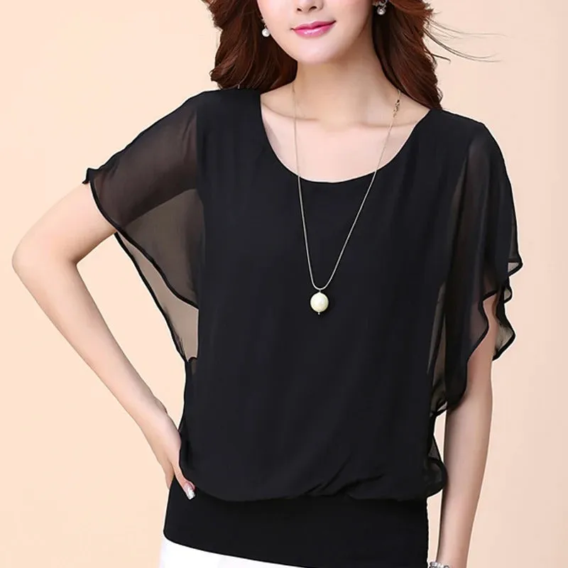 Vrouwen Ruffles mouwen Chiffon Blouse