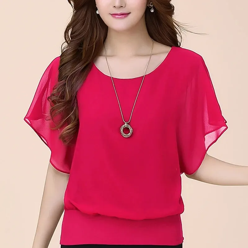 Vrouwen Ruffles mouwen Chiffon Blouse