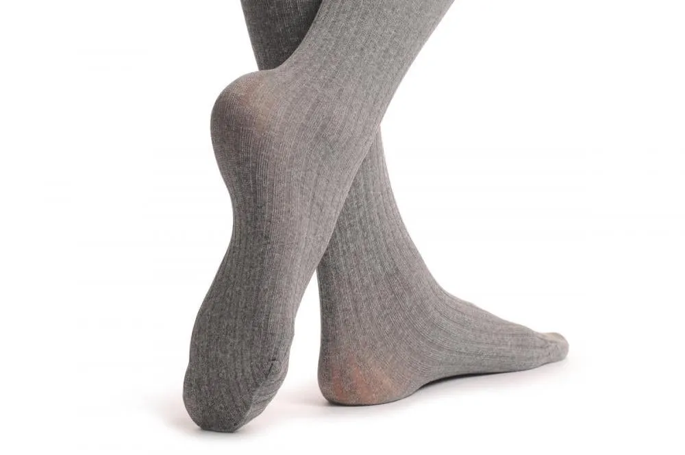 Warm Striped Grey With Black Velvet Silicon Floral Garter 60 Den