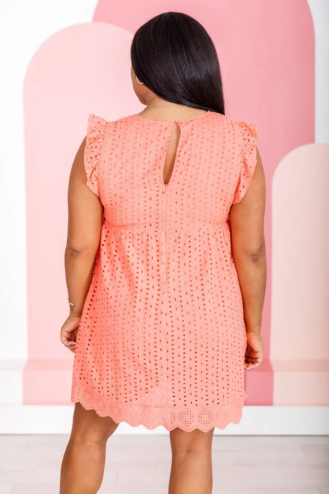 You Found My Heart Coral V-Neck Lace Dress Romper FINAL SALE